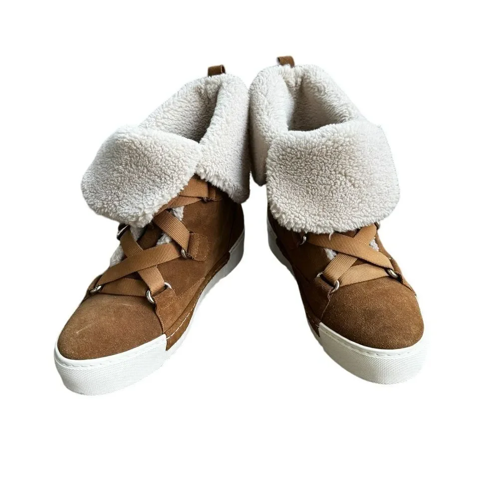 CECELIA NEW YORK Julie Wedge Sneaker Boots in honey 7.5